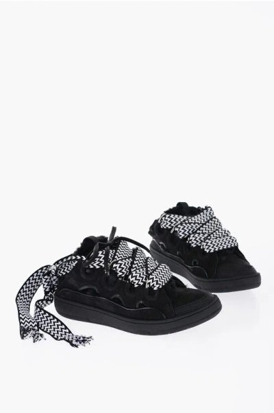 Lanvin Padded Curb Leather Mules Sneakers In Black