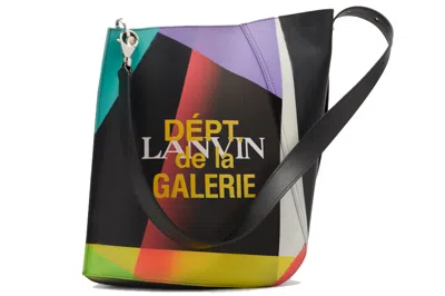 Pre-owned Lanvin Painted Calfskin Leather Hook Bag Small Black