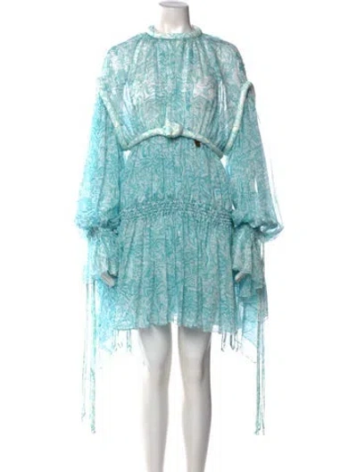 Pre-owned Lanvin Paisley Print Mini Dress In Blue