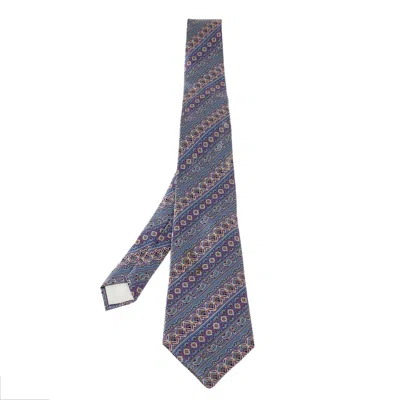 Lanvin Pale Purple Paisley Pattern Print Silk Tie In Blue