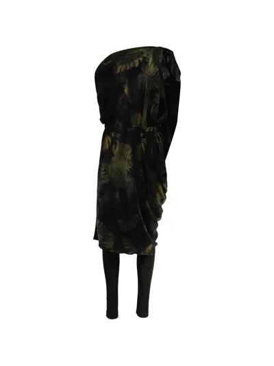 Pre-owned Lanvin Palm Leaf Print Dress Leggings Set In Black