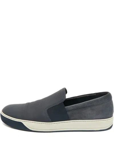 Pre-owned Lanvin Panel-design Slip-on Sneakers In Blue