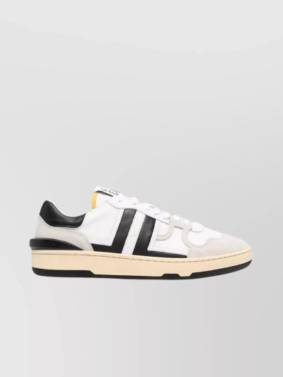 Lanvin Panelled Almond Toe Sneakers In White