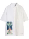 Lanvin Asymmetric Hem Graphic Print Shirt In White