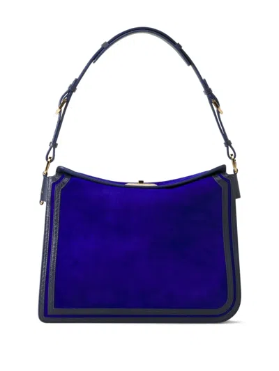 Lanvin Panelled Suede Shoulder Bag In Blue