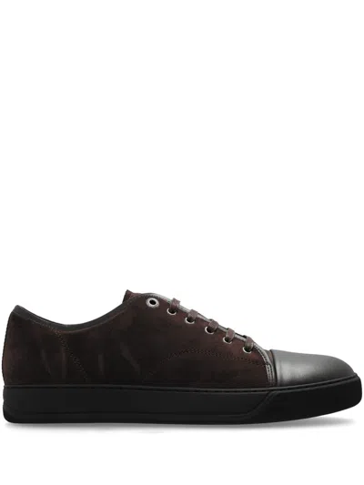 Lanvin Panelled Suede Sneakers In Brown