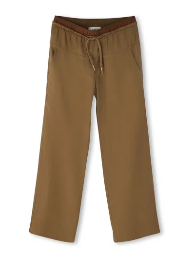 Lanvin Kids' Trousers With Logo In Brown