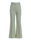 Lanvin Wool Twill Kick Flared Pants In Green