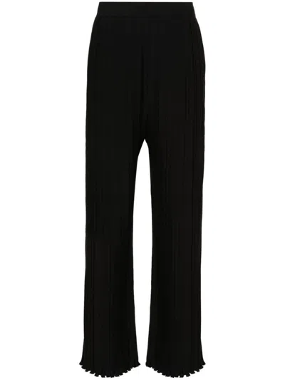 Lanvin Plissé Wide-leg Trousers In Nero