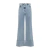 Lanvin Blue Wide-leg Cuffed Jeans