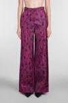 Lanvin Brush Stroke-printed Trousers In Fuxia