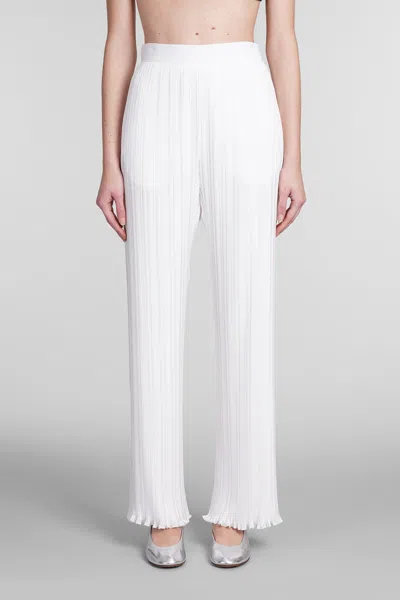 Lanvin Trousers In White Polyester In Bianco