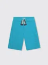 Lanvin Turquoise Shorts With Logo And Curb Motif In Blue