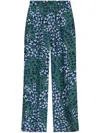 Lanvin Wide Leg High Waist Trousers With Floral Pattern In Meleze
