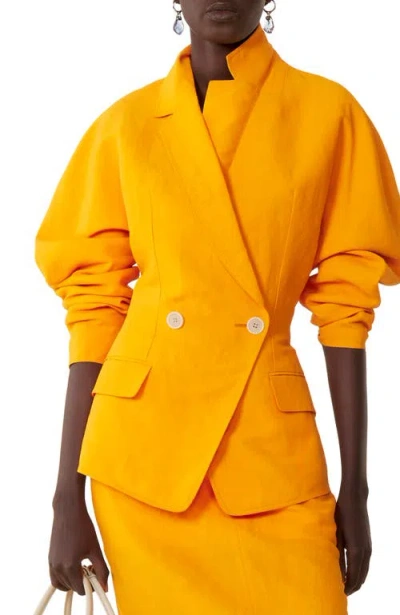 Lanvin Paper And Viscose Open-back Jacket In Orange