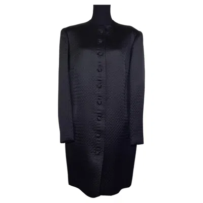 Pre-owned Lanvin Paris Black Overcoat Elegant Evening Duster, 1960s Vintage