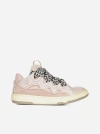 LANVIN PARIS CURB LEATHER, SUEDE AND MESH SNEAKERS
