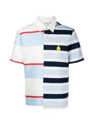 Lanvin Patchwork Polo Shirt In Blue