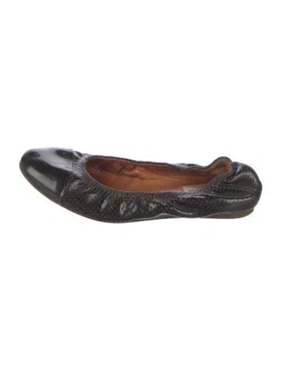 Pre-owned Lanvin Patent Leather Animal Print Ballet Flats In Black