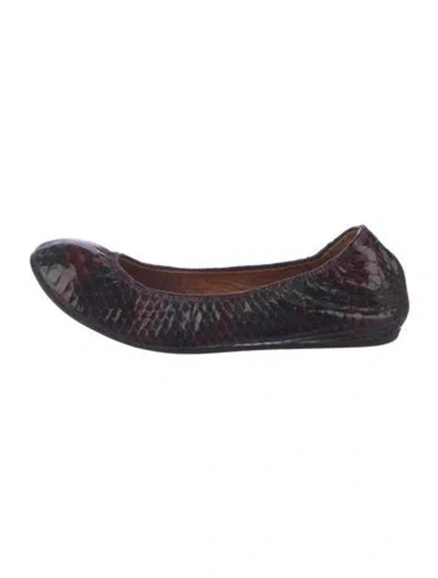 Pre-owned Lanvin Patent Leather Animal Print Ballet Flats In Burgundy