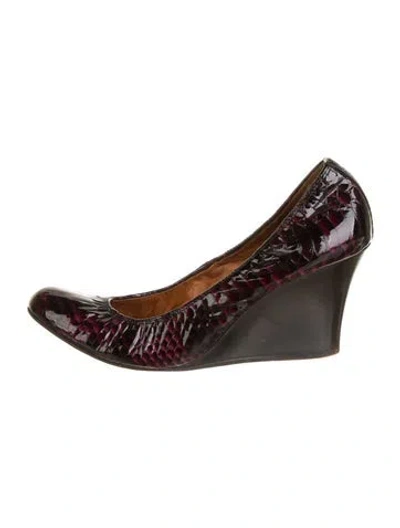 Pre-owned Lanvin Patent Leather Animal Print Pumps In Black