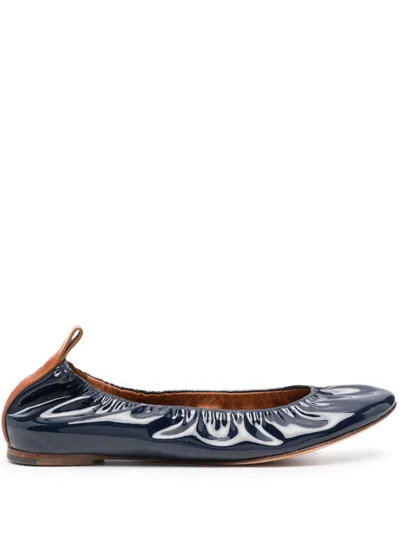 Lanvin Patent Leather Slip-on Flat Shoes In Black