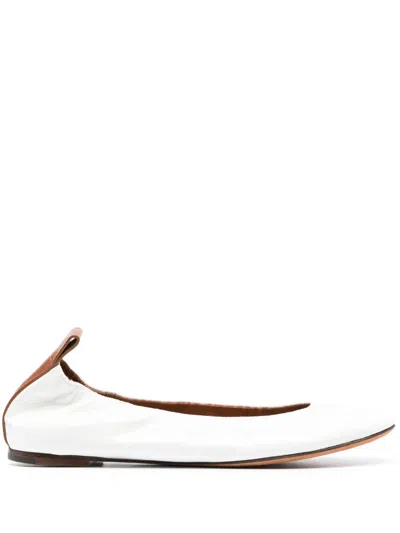 Lanvin Ruch Detailed Slip-on Ballerina Shoes In White