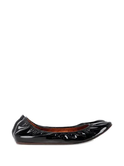 Pre-owned Lanvin Patent-leather Ballet Flats In Black