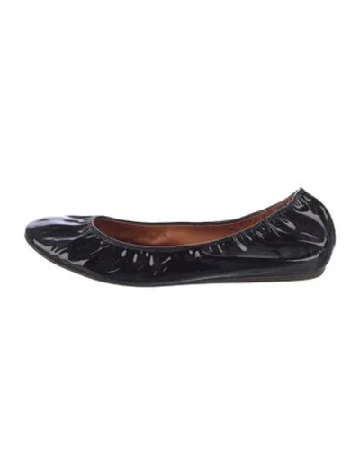 Pre-owned Lanvin Patent Leather Ballet Flats In Black