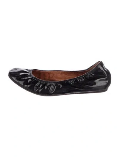 Pre-owned Lanvin Patent Leather Ballet Flats In Black