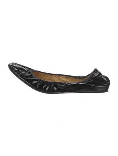 Pre-owned Lanvin Patent Leather Ballet Flats In Black