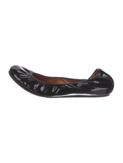 Pre-owned Lanvin Patent Leather Ballet Flats In Black