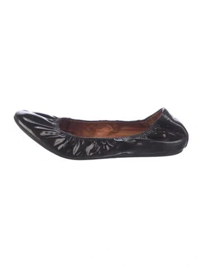 Pre-owned Lanvin Patent Leather Ballet Flats In Black