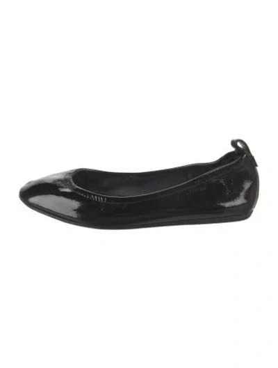 Pre-owned Lanvin Patent Leather Ballet Flats In Black