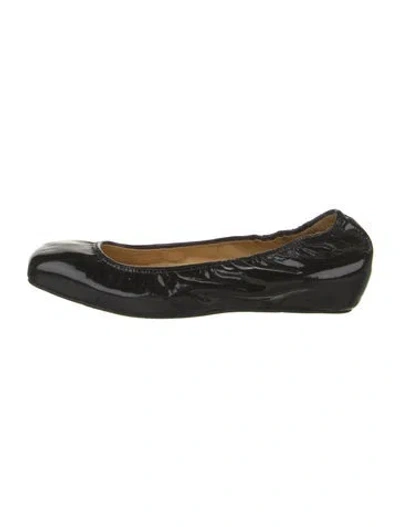Pre-owned Lanvin Patent Leather Ballet Flats In Black