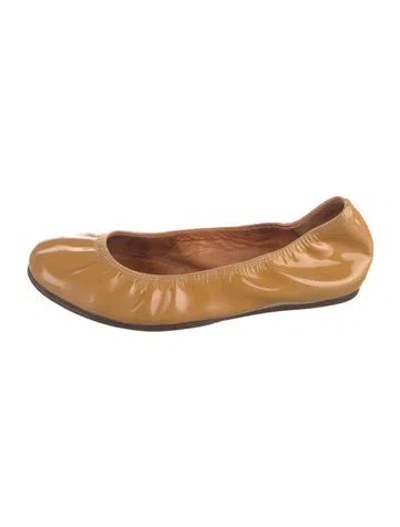 Pre-owned Lanvin Patent Leather Ballet Flats In Brown