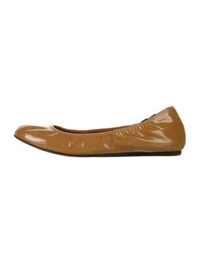 Pre-owned Lanvin Patent Leather Ballet Flats In Brown