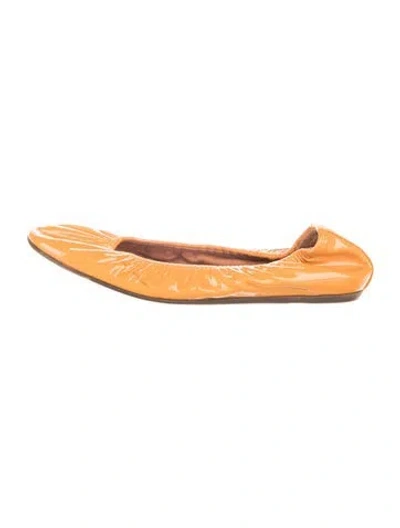 Pre-owned Lanvin Patent Leather Ballet Flats In Brown