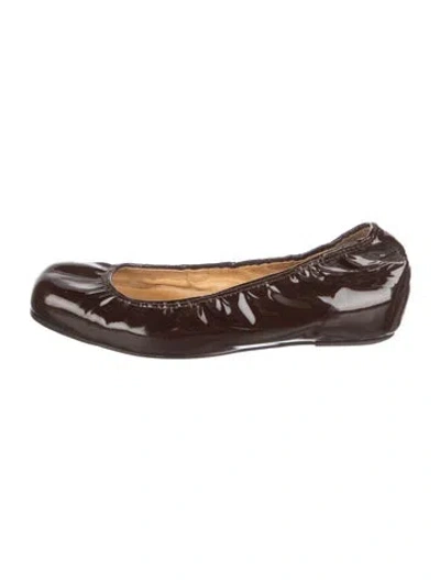 Pre-owned Lanvin Patent Leather Ballet Flats In Brown