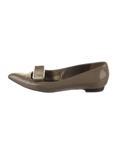 Pre-owned Lanvin Patent Leather Ballet Flats In Brown