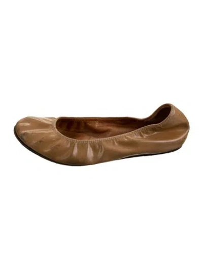 Pre-owned Lanvin Patent Leather Ballet Flats In Brown/neutrals