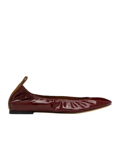 Lanvin Patent Leather Ballet Flats In Burgundy