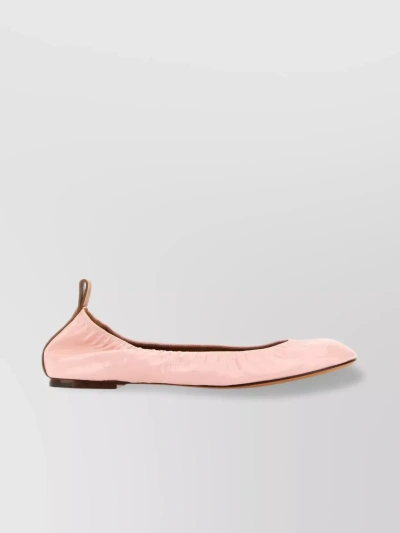 Lanvin Patent Leather Ballet Flats With Round Toe In Pastel