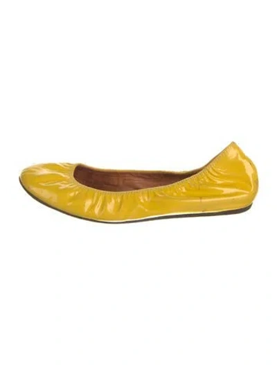 Pre-owned Lanvin Patent Leather Ballet Flats In Yellow