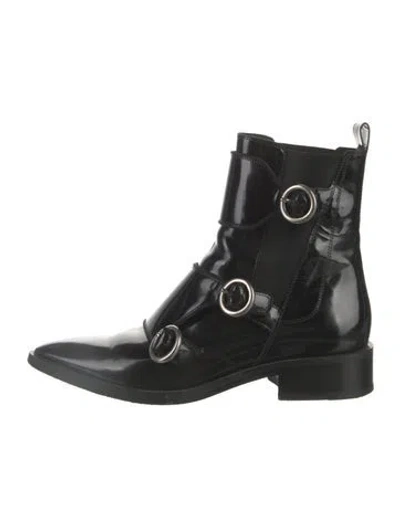 Pre-owned Lanvin Patent Leather Boots In Black