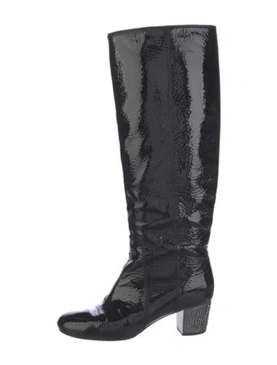 Pre-owned Lanvin Patent Leather Boots In Black