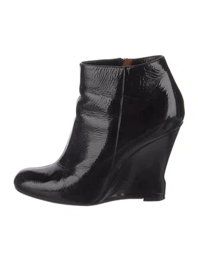Pre-owned Lanvin Patent Leather Boots In Black