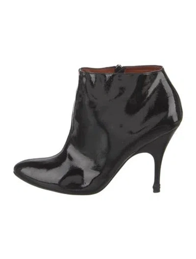 Pre-owned Lanvin Patent Leather Boots In Black