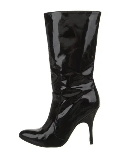 Pre-owned Lanvin Patent Leather Boots In Black