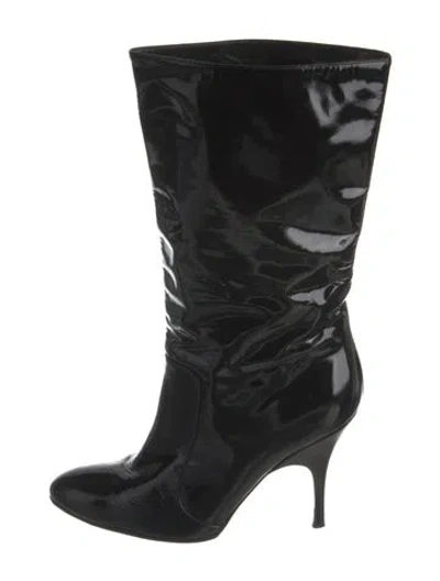 Pre-owned Lanvin Patent Leather Boots In Black